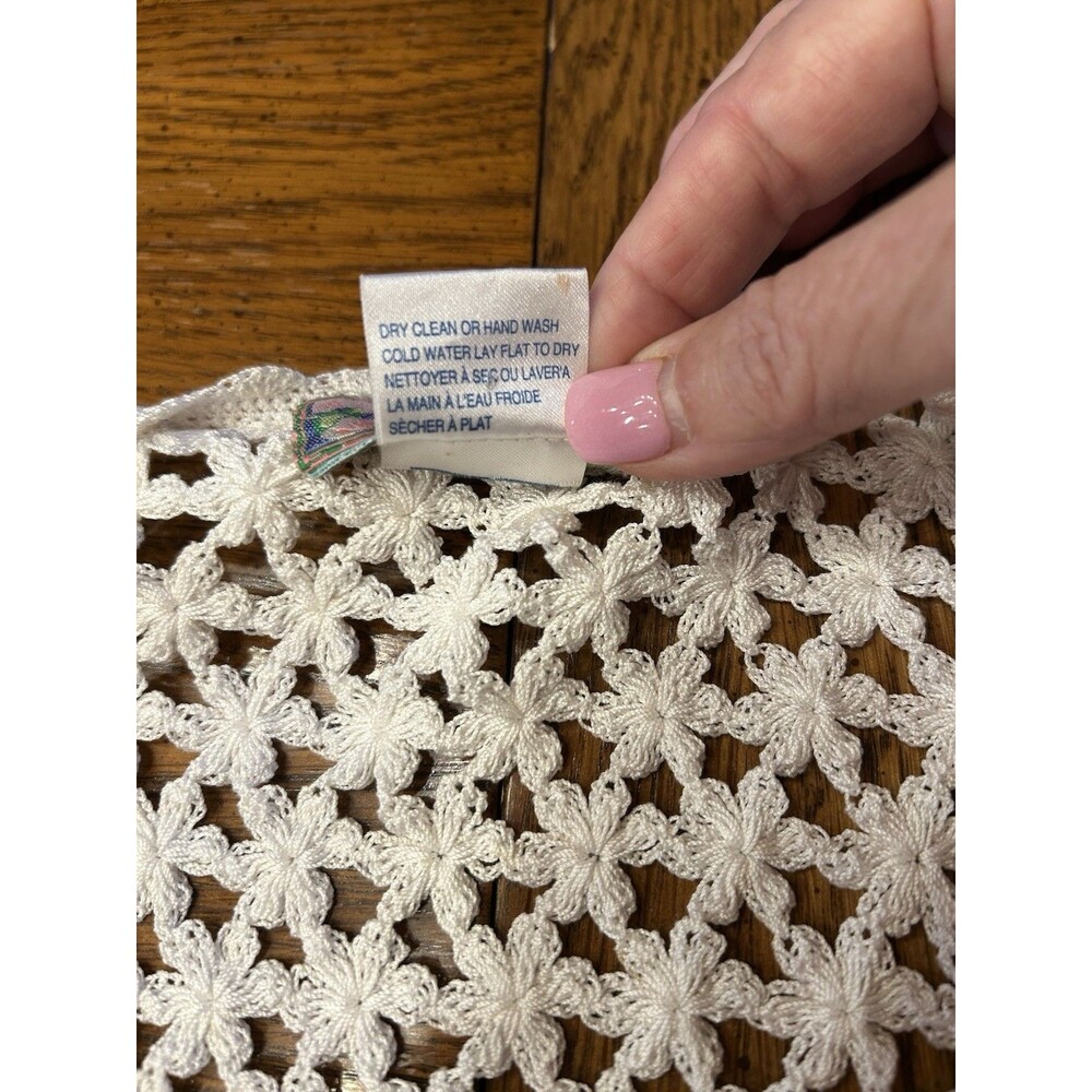 Vintage April Cornell Crochet Sweater Cardigan Sz Medium Cottagecore Dainty Boho - Picture 11 of 12